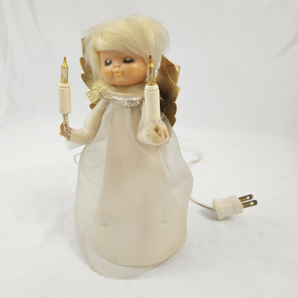 Vintage Lighted Christmas Angel Tree Topper Figure 60's Mid-Century Modern